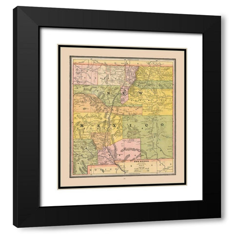 New Mexico, United States - Cram 1888 Black Modern Wood Framed Art Print with Double Matting by Cram