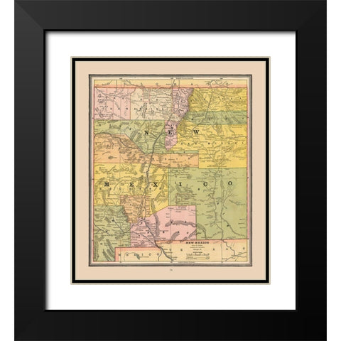 New Mexico, United States - Cram 1888 Black Modern Wood Framed Art Print with Double Matting by Cram