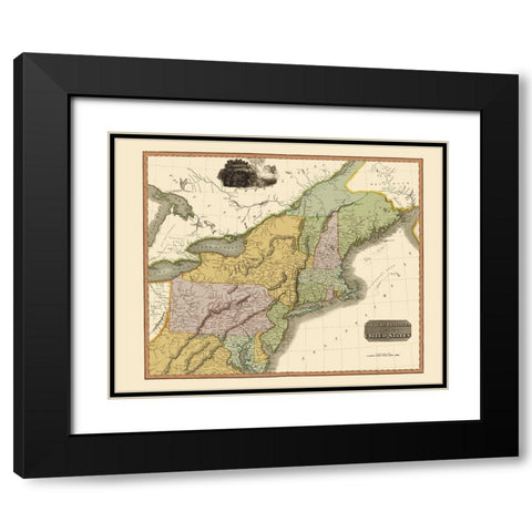 Northeastern United States - Thomson 1817 Black Modern Wood Framed Art Print with Double Matting by Thomson