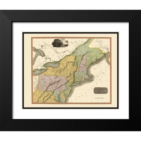 Northeastern United States - Thomson 1817 Black Modern Wood Framed Art Print with Double Matting by Thomson