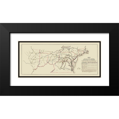 Harrisburg to Pittsburg Projected Railway - 1840 Black Modern Wood Framed Art Print with Double Matting by Unknown