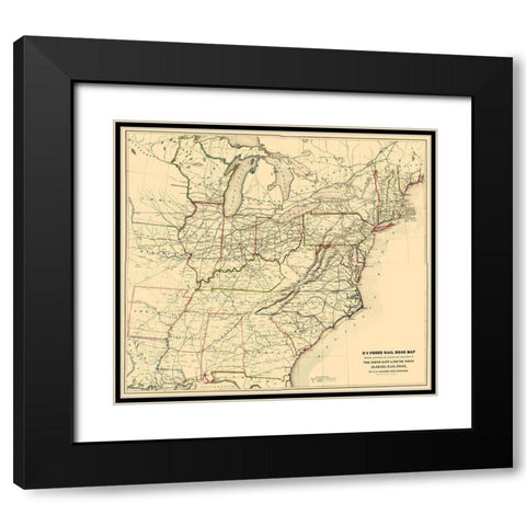 North East and South West Alabama 1854 Black Modern Wood Framed Art Print with Double Matting by Poor