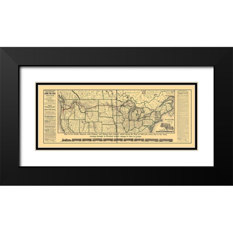 Northern Pacific Railroad - Rand McNally 1883 Black Modern Wood Framed Art Print with Double Matting by Rand McNally