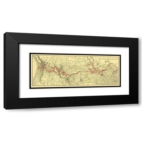 Northern Pacific Railway - Poates 1900 Black Modern Wood Framed Art Print with Double Matting by Poates