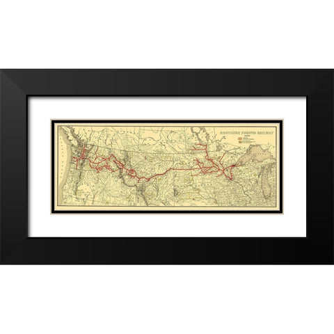 Northern Pacific Railway - Poates 1900 Black Modern Wood Framed Art Print with Double Matting by Poates