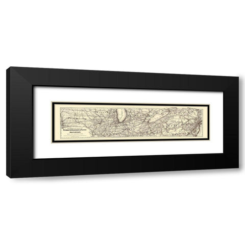 Plymouth Kankakee and Pacific Railroad 1871 Black Modern Wood Framed Art Print with Double Matting by Colton
