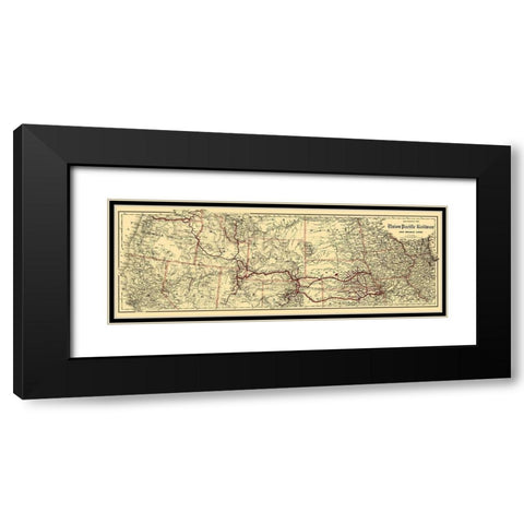 Union Pacific Railway - Colton 1888 Black Modern Wood Framed Art Print with Double Matting by Colton