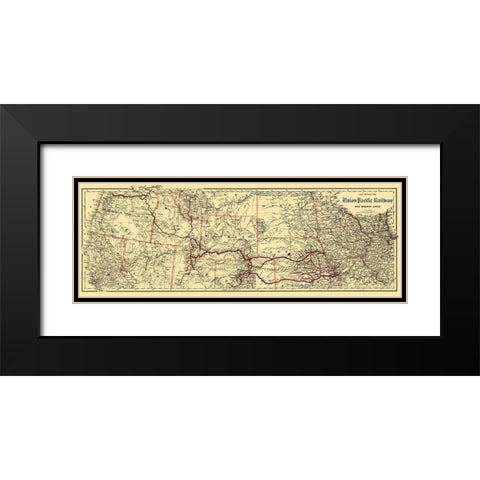 Union Pacific Railway - Colton 1888 Black Modern Wood Framed Art Print with Double Matting by Colton