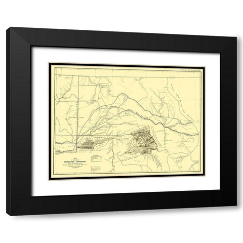 Washington Territory East of Cascade Mts Black Modern Wood Framed Art Print with Double Matting by Bien