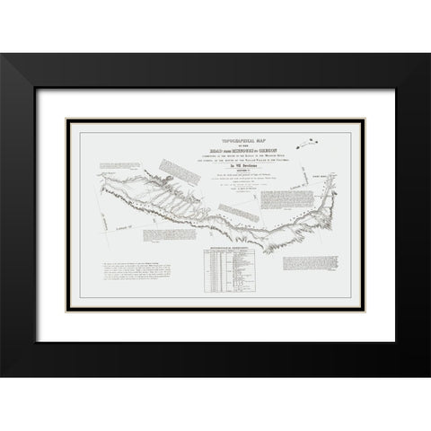 Missouri to Oregon Trail - Preuss 1846 Black Modern Wood Framed Art Print with Double Matting by Preuss