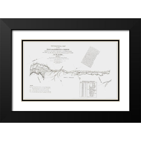 Missouri to Oregon Trail - Preuss 1846 Black Modern Wood Framed Art Print with Double Matting by Preuss