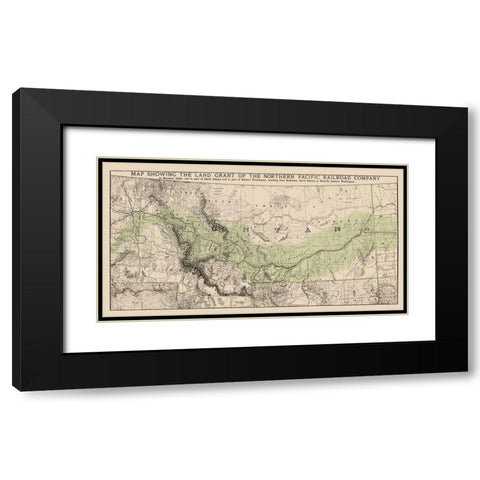 Northern Pacific Railroad Land Grants 1890 Black Modern Wood Framed Art Print with Double Matting by Rand McNally