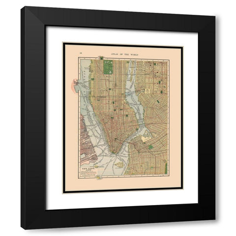 New York City New York - Hammond 1910 Black Modern Wood Framed Art Print with Double Matting by Hammond