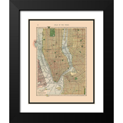 New York City New York - Hammond 1910 Black Modern Wood Framed Art Print with Double Matting by Hammond