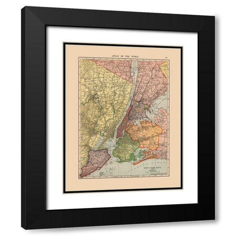 New York City New York - Hammond 1910 Black Modern Wood Framed Art Print with Double Matting by Hammond