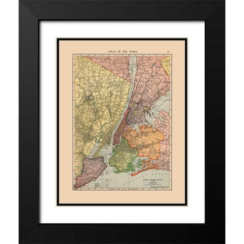 New York City New York - Hammond 1910 Black Modern Wood Framed Art Print with Double Matting by Hammond