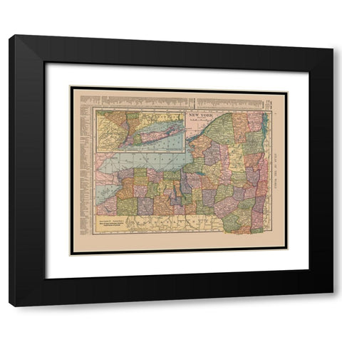 New York - Hammond 1910 Black Modern Wood Framed Art Print with Double Matting by Hammond