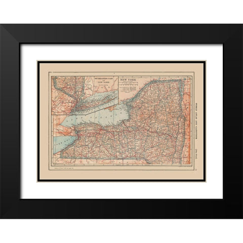 New York - Reynold 1921 Black Modern Wood Framed Art Print with Double Matting by Reynold