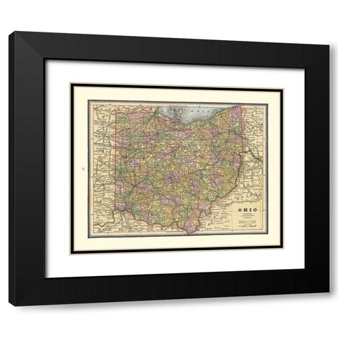 Ohio - Cram 1888 Black Modern Wood Framed Art Print with Double Matting by Cram