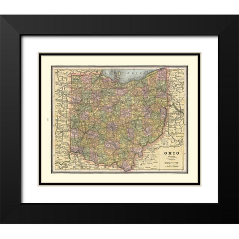 Ohio - Cram 1888 Black Modern Wood Framed Art Print with Double Matting by Cram