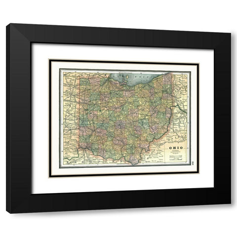 Ohio - Johnson 1888 Black Modern Wood Framed Art Print with Double Matting by Johnson