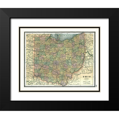 Ohio - Johnson 1888 Black Modern Wood Framed Art Print with Double Matting by Johnson