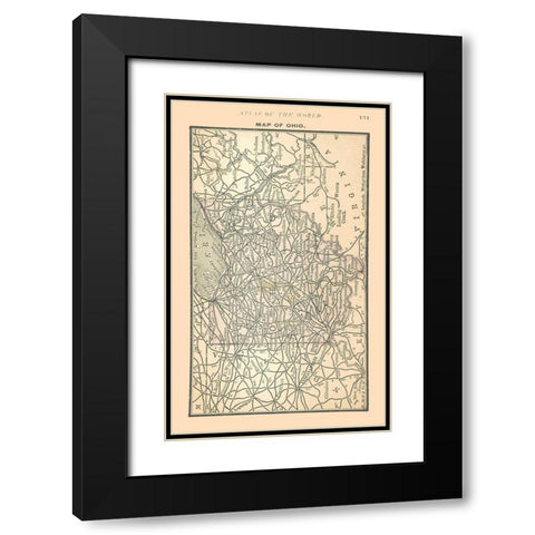 Ohio - Alden 1886 Black Modern Wood Framed Art Print with Double Matting by Alden