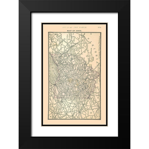 Ohio - Alden 1886 Black Modern Wood Framed Art Print with Double Matting by Alden