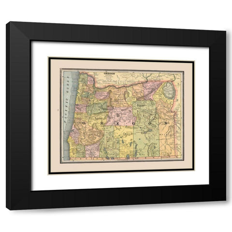 Oregon, United States - Cram 1888 Black Modern Wood Framed Art Print with Double Matting by Cram