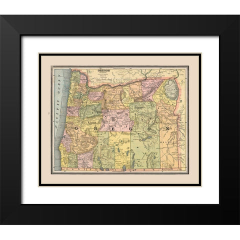 Oregon, United States - Cram 1888 Black Modern Wood Framed Art Print with Double Matting by Cram