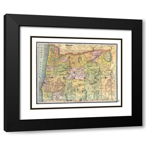 Oregon - Johnson 1888 Black Modern Wood Framed Art Print with Double Matting by Johnson