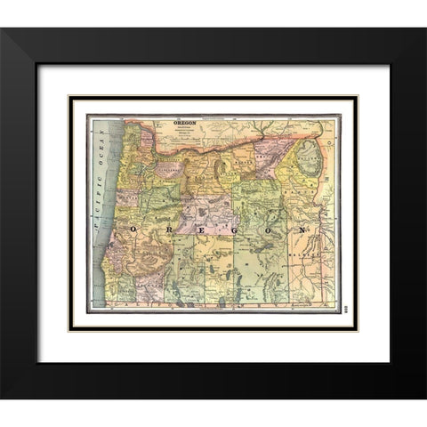 Oregon - Johnson 1888 Black Modern Wood Framed Art Print with Double Matting by Johnson