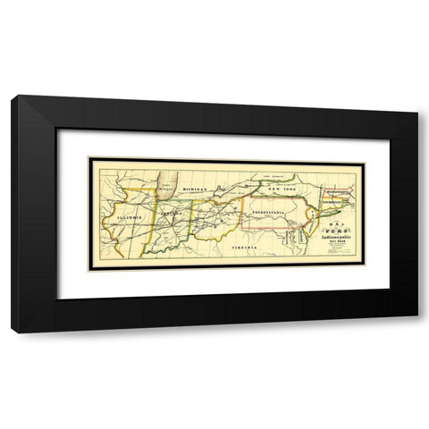Peru and Indianapolis Railroad - Leefe 1856 Black Modern Wood Framed Art Print with Double Matting by Leefe