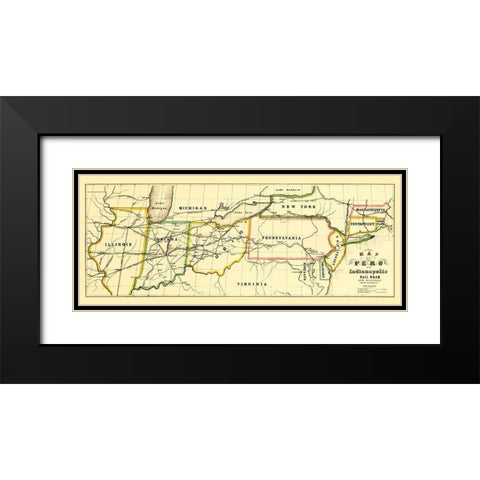 Peru and Indianapolis Railroad - Leefe 1856 Black Modern Wood Framed Art Print with Double Matting by Leefe