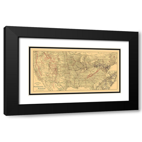 Pennsylvania Railroad - Allen 1893 Black Modern Wood Framed Art Print with Double Matting by Allen