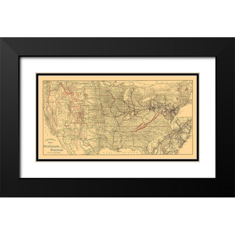Pennsylvania Railroad - Allen 1893 Black Modern Wood Framed Art Print with Double Matting by Allen