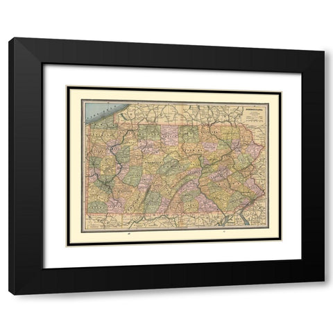 Pennsylvania - Cram 1888 Black Modern Wood Framed Art Print with Double Matting by Cram