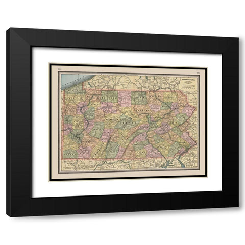 Pennsylvania - Johnson 1888 Black Modern Wood Framed Art Print with Double Matting by Johnson