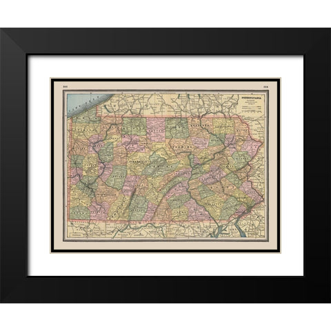 Pennsylvania - Johnson 1888 Black Modern Wood Framed Art Print with Double Matting by Johnson