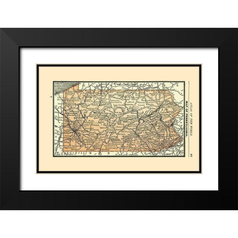 Pennsylvania - Alden 1886 Black Modern Wood Framed Art Print with Double Matting by Alden