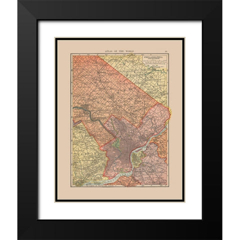 Philadelphia Pennsylvania - Hammond 1910 Black Modern Wood Framed Art Print with Double Matting by Hammond