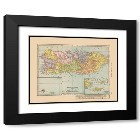 Central America Puerto Rico - Hammond 1910 Black Modern Wood Framed Art Print with Double Matting by Hammond