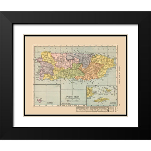 Central America Puerto Rico - Hammond 1910 Black Modern Wood Framed Art Print with Double Matting by Hammond