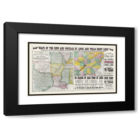 St Louis - Iron Mountain Rail- Wooward 1882 Black Modern Wood Framed Art Print with Double Matting by Wooward