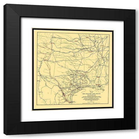 Rio Grande and Pecos Railway - Bien 1882 Black Modern Wood Framed Art Print with Double Matting by Bien