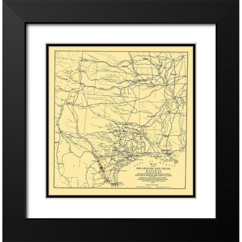 Rio Grande and Pecos Railway - Bien 1882 Black Modern Wood Framed Art Print with Double Matting by Bien