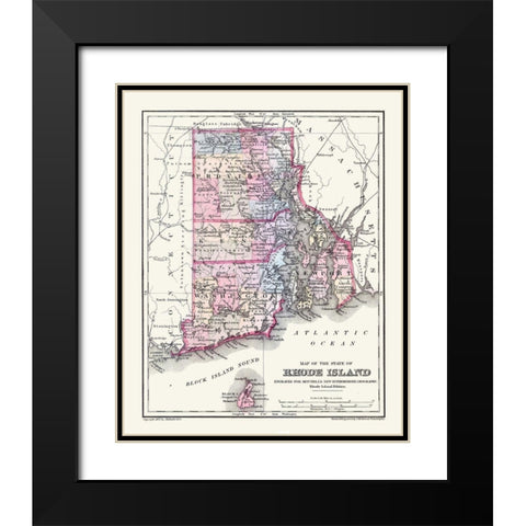 Rhode Island - Mitchell 1877 Black Modern Wood Framed Art Print with Double Matting by Mitchell