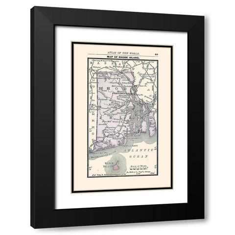 Rhode Island - Alden 1886 Black Modern Wood Framed Art Print with Double Matting by Alden