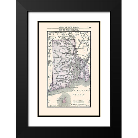 Rhode Island - Alden 1886 Black Modern Wood Framed Art Print with Double Matting by Alden