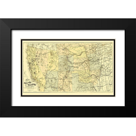 Union Pacific with Eastern Connections 1867 Black Modern Wood Framed Art Print with Double Matting by Keeler
